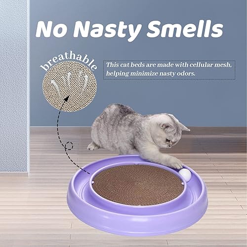 Miniatura 3 de Juguete rascador redondo para gatos, almohadilla rascador para gatos con bola, juguetes para gatitos, almohadilla para rascar, cartón, rascador
