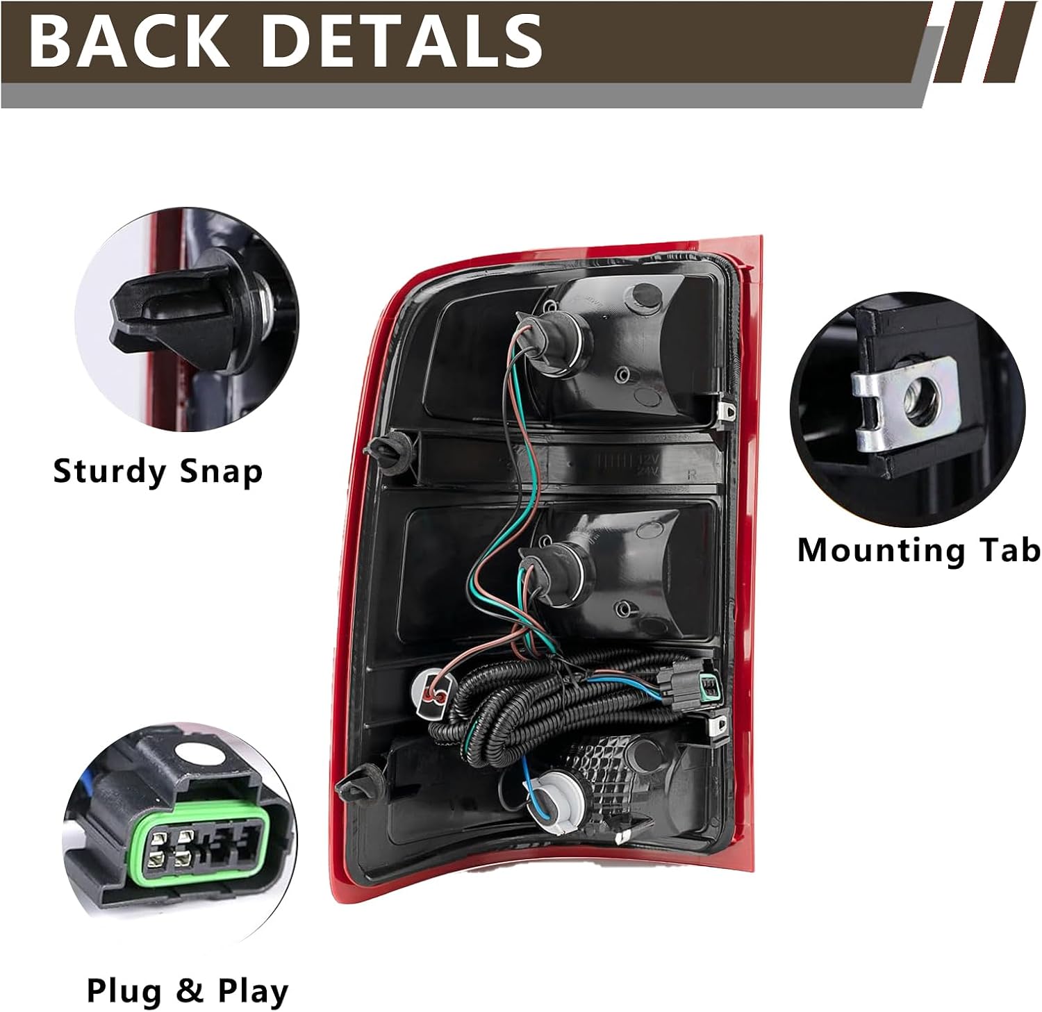 Tail Light Compatible With 2007-2013 GMC Sierra 1500 | 2007-2014 GMC Sierra 2500HD 3500HD Driver and Passenger Side Rear Brake Lamps With Bulbs and Harness Included Replace# GM2800208,GM2801208