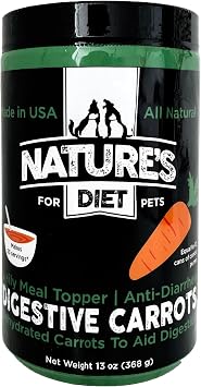 Natures Diet Digestive Carrots - Dehydrated Carrot Dog Food Topper for Diarrhea Relief and Improved Digestion, Fiber for Dogs Keep Poop Firm, Gut Health, Firm Stool, Daily Supplement