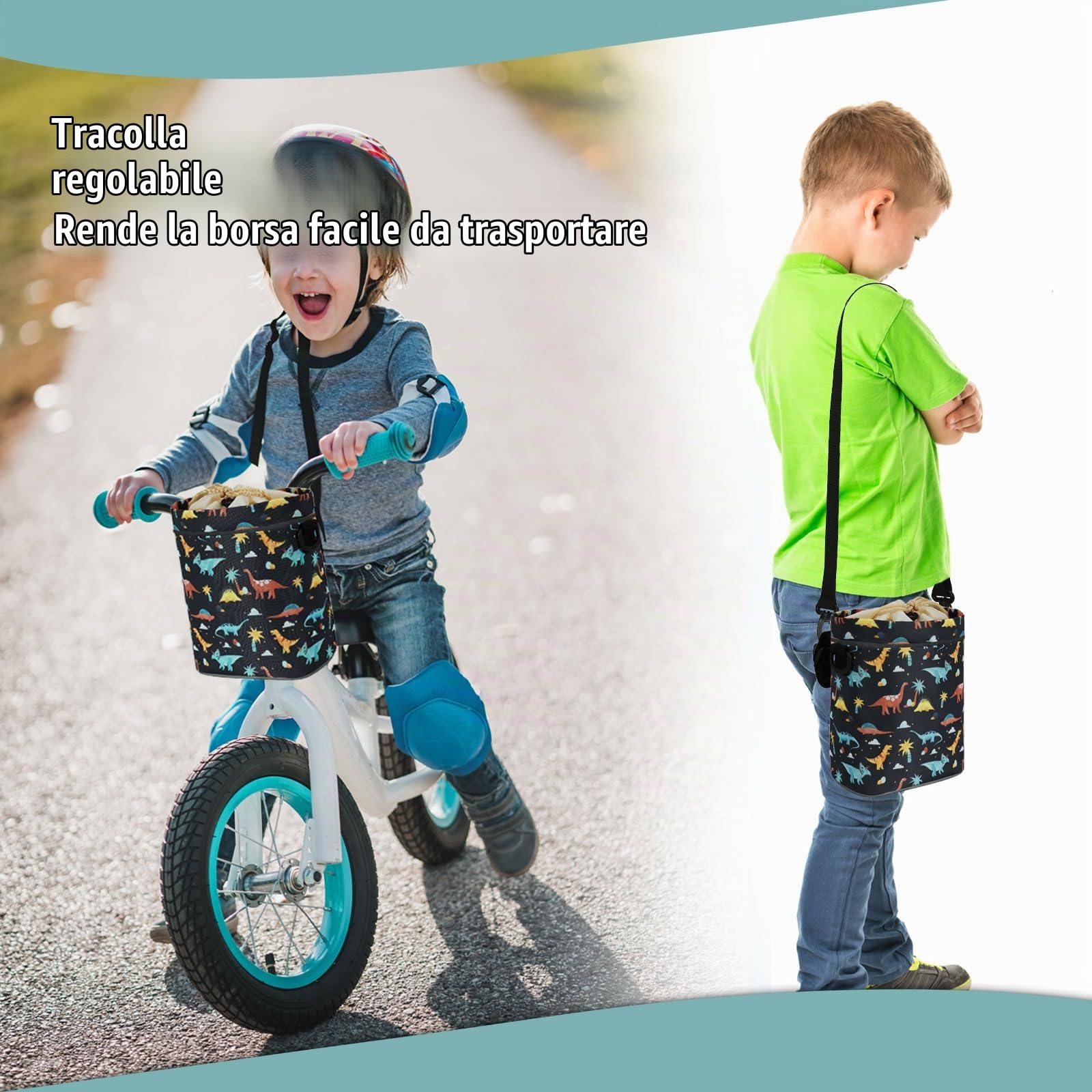 LOCAL LION Borsa da Manubrio per Bambini, Cestino Anteriore per Bicicletta, Borsa da Manubrio con Tracolla, Cestini per Bici, Borse per Bicicletta in Modelli Carini