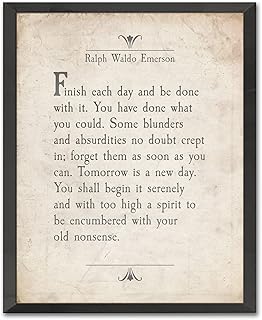 Finish Each Day - Ralph Waldo Emerson Quote Art Print - Unframed Literary Inspirational Wall Decor, Motivational Gift for Birthday, Housewarming, or Christmas, 5x7 Inches