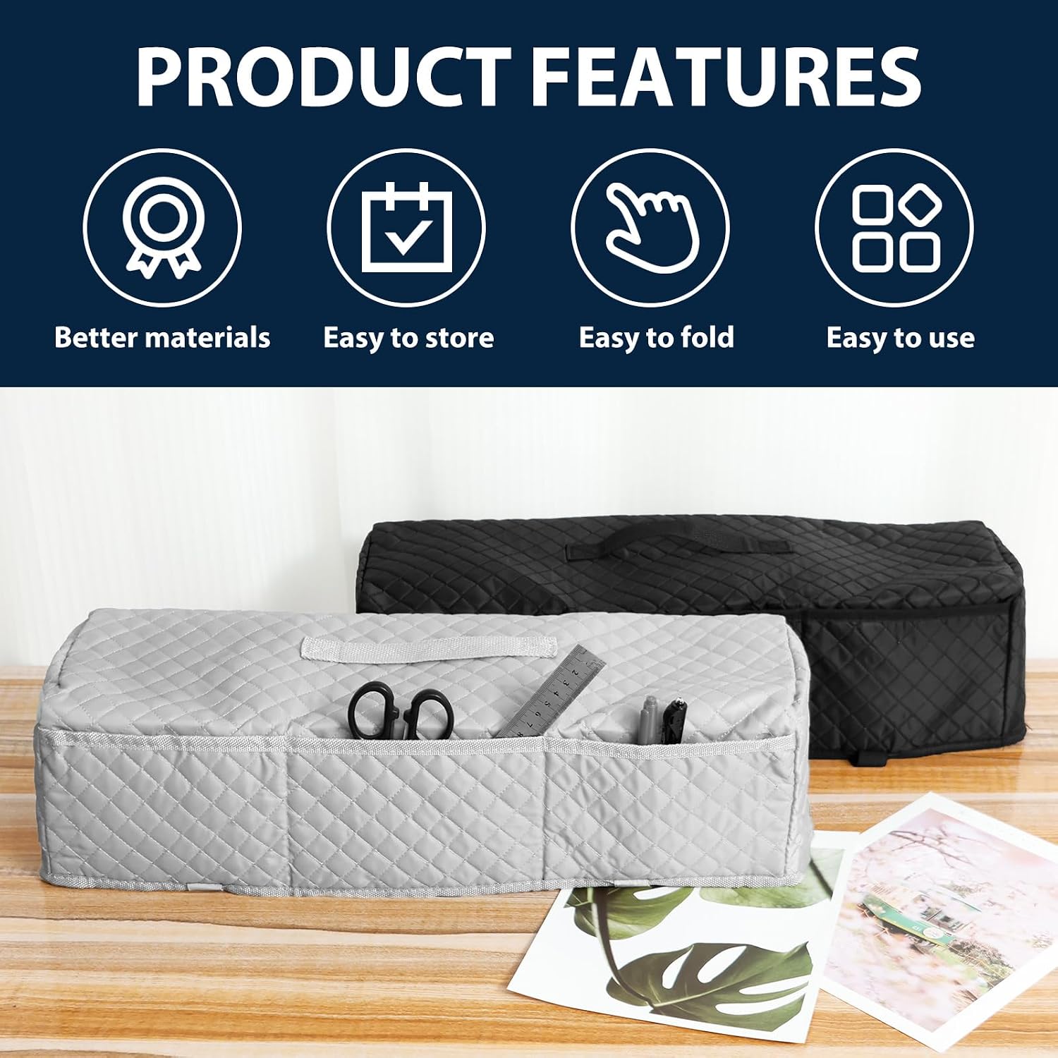 2Pcs Die Cutting Machine Padded Dust Cover for Maker 4, Explore 4, Explore Air 2, Maker 3 – Washable Machine Cover with 3 Pocket for Accessories, Supplies & Tools