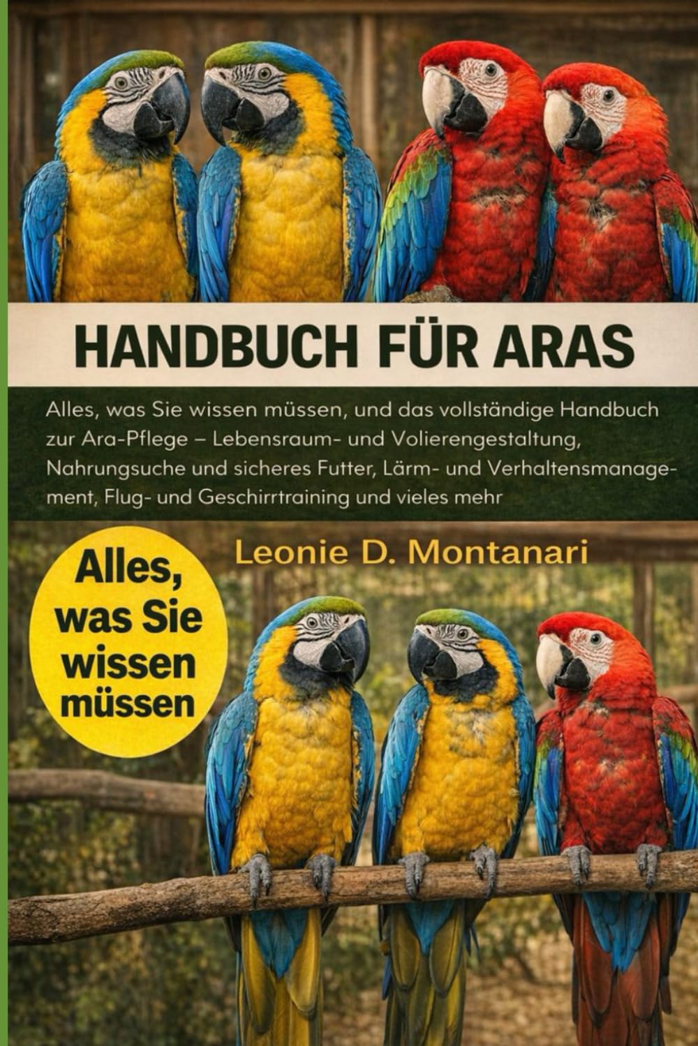 HANDBUCH FÜR ARAS: Alles, was Sie wissen müssen, und das vollständige Handbuch zur Ara-Pflege – Lebensraum- und Volierengestaltung, Nahrungssuche und ... Flug- und Geschirrtraining und vieles mehr