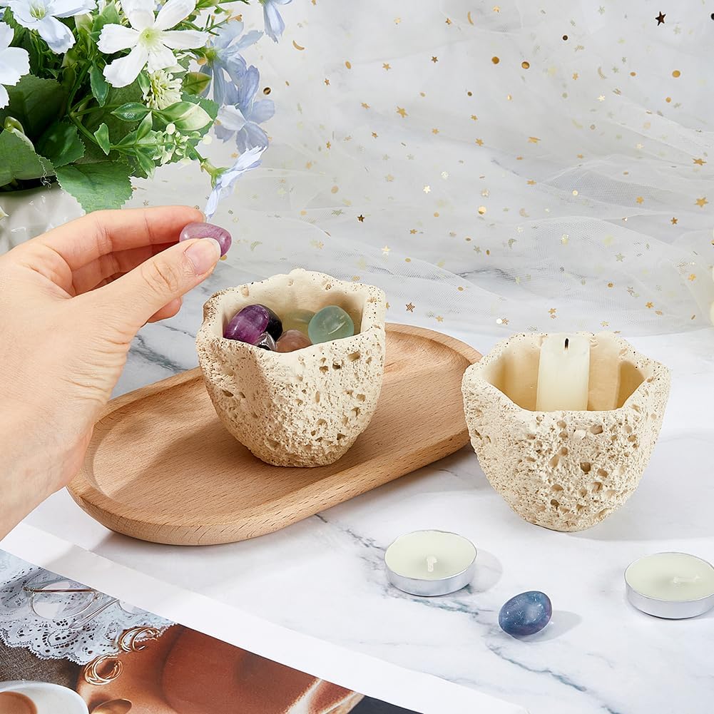 DICOSMETIC 2Pcs Decorative Match Holder Concrete Cute Match Jar Beige Matchstick Organizer Modern Home Decor Gifts Handmade Matches Box for Fireplace Bathroom Candle image 3