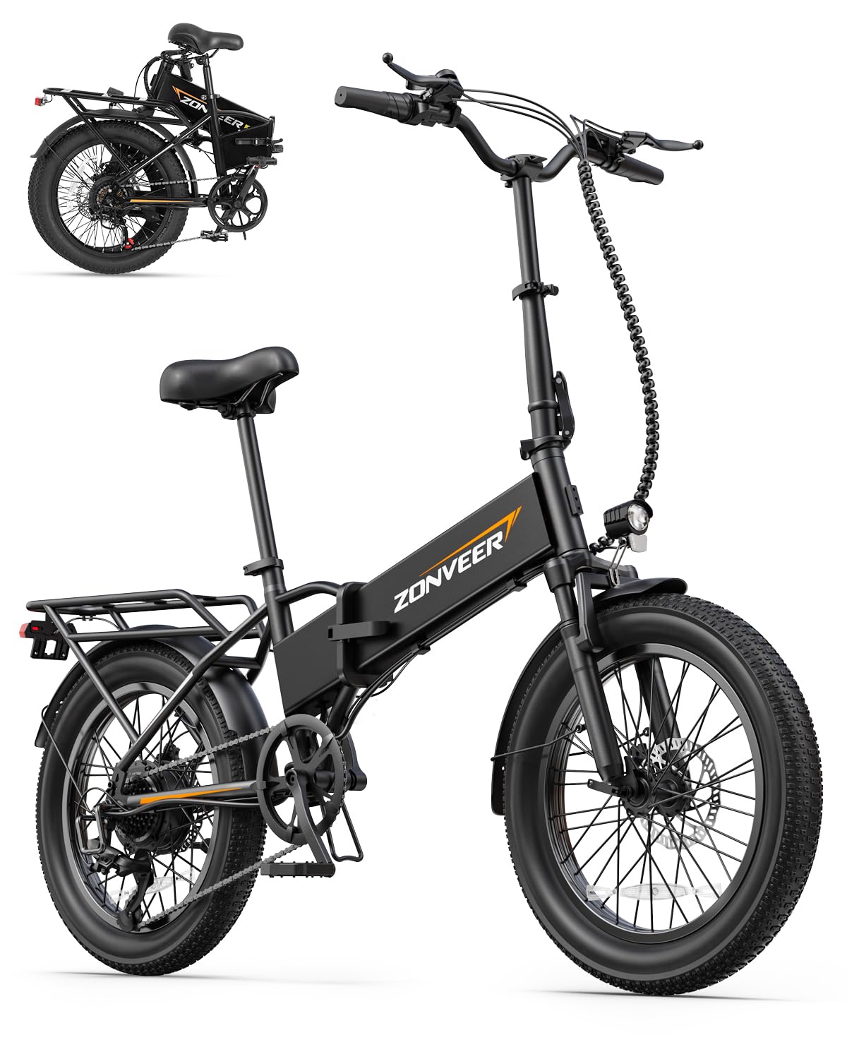 Folding Electric Bike, 48V 10.4AH Large Removable Battery E Bike, 28 MPH, 50 Miles Max Range, 20" Fat Tire Electric Bike for Adults, Adult Electric Bicycles for Commute