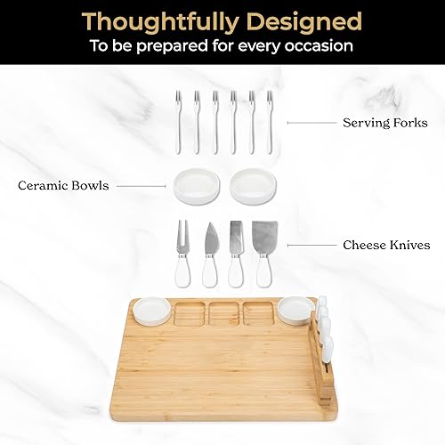 Miniatura 7 de SMIRLY Juego de regalo de tablas de charcutería: juego de tablas de charcutería grande, juego de tablas de queso de bambú, regalos únicos de Navidad