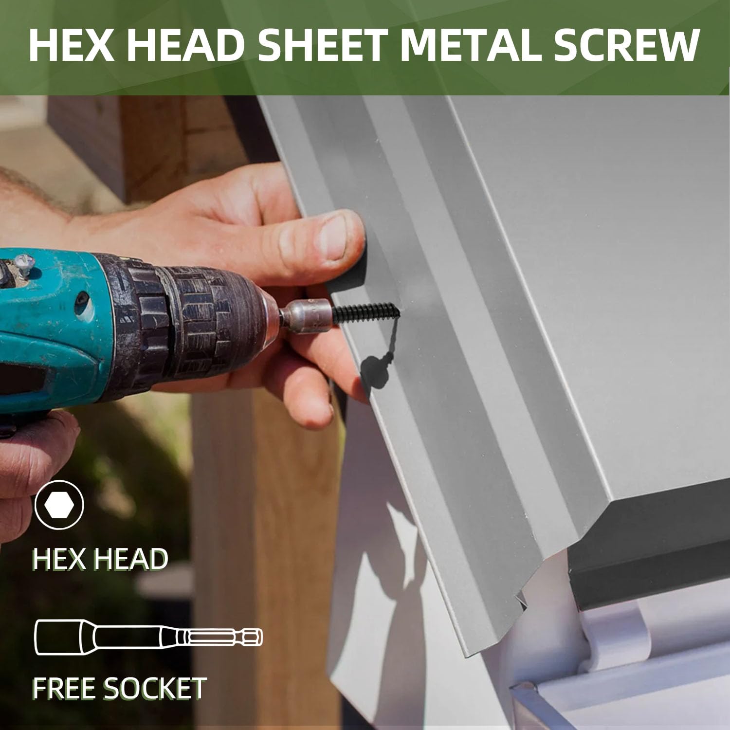 180 PCS #8 x 1 Sheet Metal Screws, Black Hex Washer Head Self Drilling Screw, Flanged Self Tapping Screws, 410 Stainless Steel