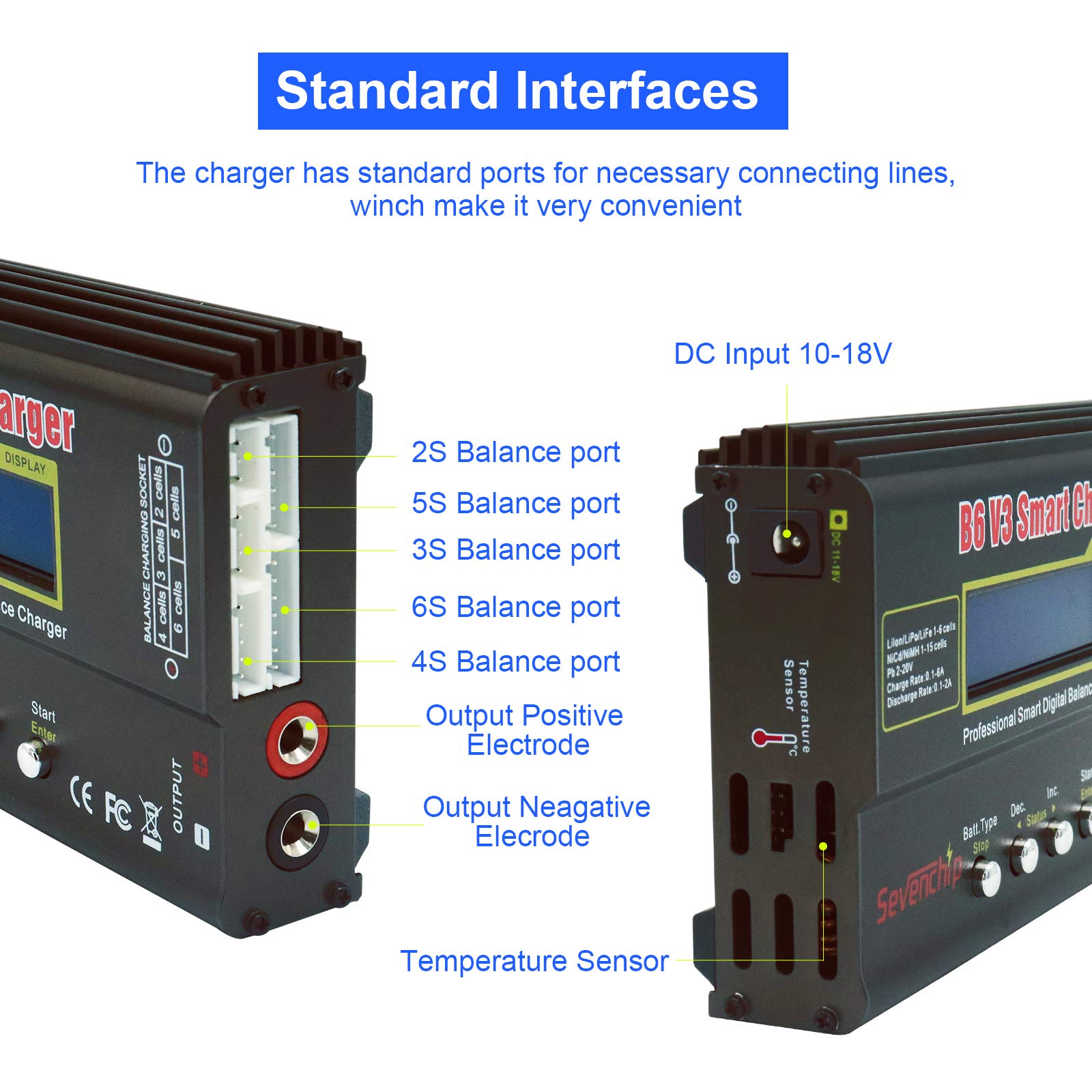 RUIZHI 80W Caricabatterie Lipo, Caricabatterie bilanciamento batteria IMAX B6 V3 Digital RC Lipo NiMh + adattatore CA 12v 5A nuovo aggiornamento