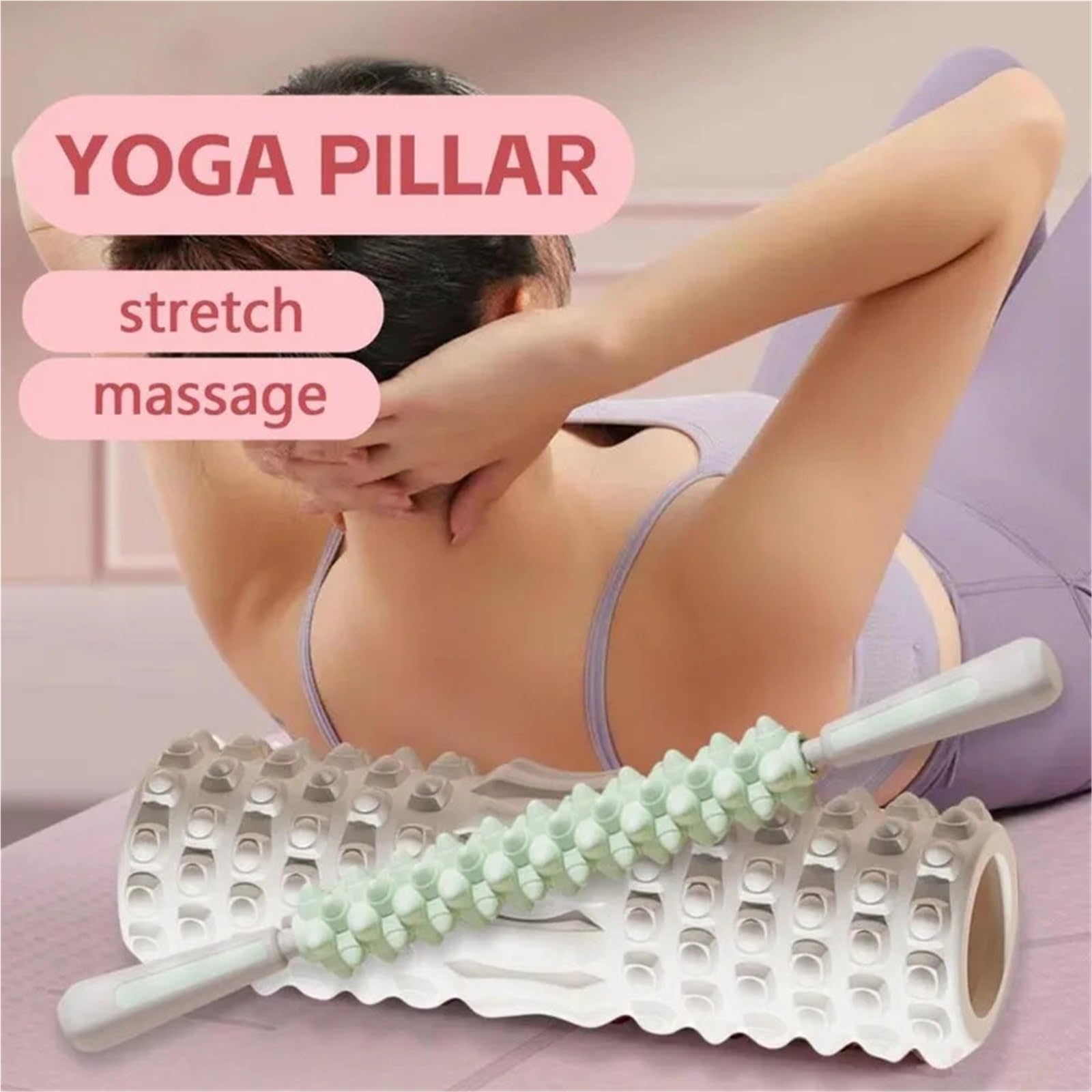 Rullo for massaggio muscolare in schiuma da 2 pezzi in for densità posteriore Muscolo Gambe Braccia for allenamento fitness Yoga Per Sport(White)