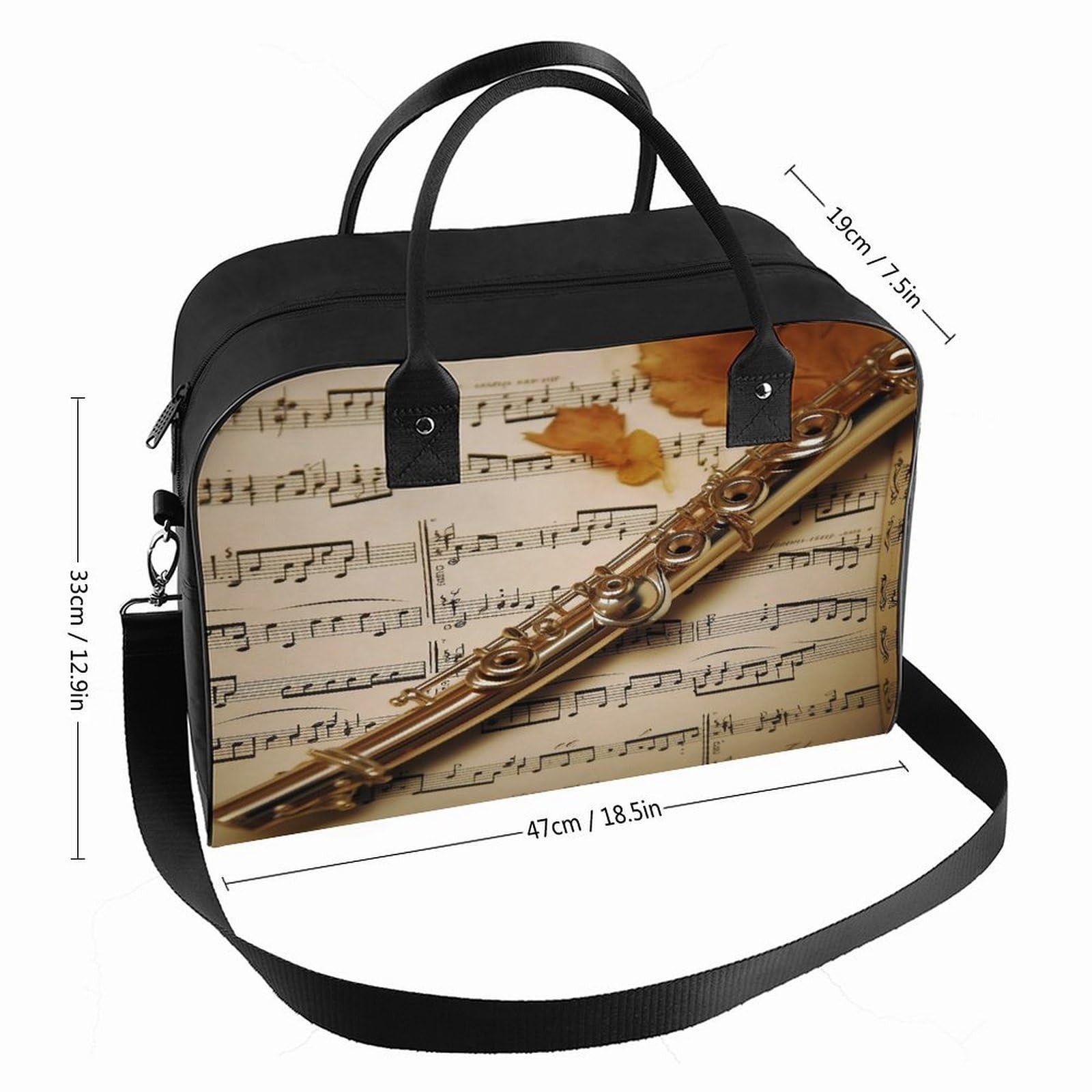 Flute Music Laptop Tote Bag Casual Travel Handbag Multi Pocket Shoulder Bags for Work Travel
