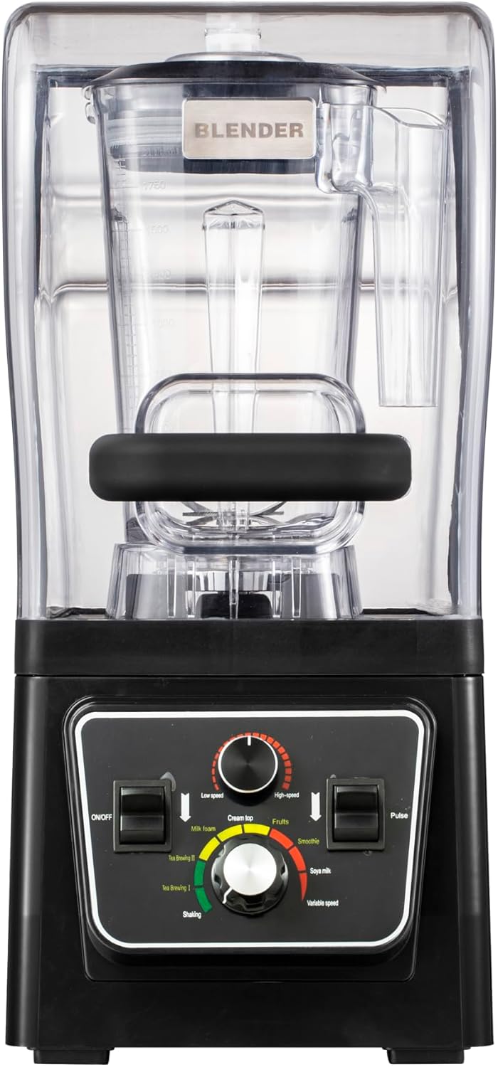 Commercial Blender with Soundproof Shield, 2200W Quiet Professional Blenders, Heavy Duty Blender with Strong and Quiet Professional-Grade Power, Self-Cleaning, Quiet Sound Enclosure,