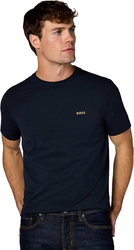 BOSS Contrast Logo Cotton Stretch T‑Shirt