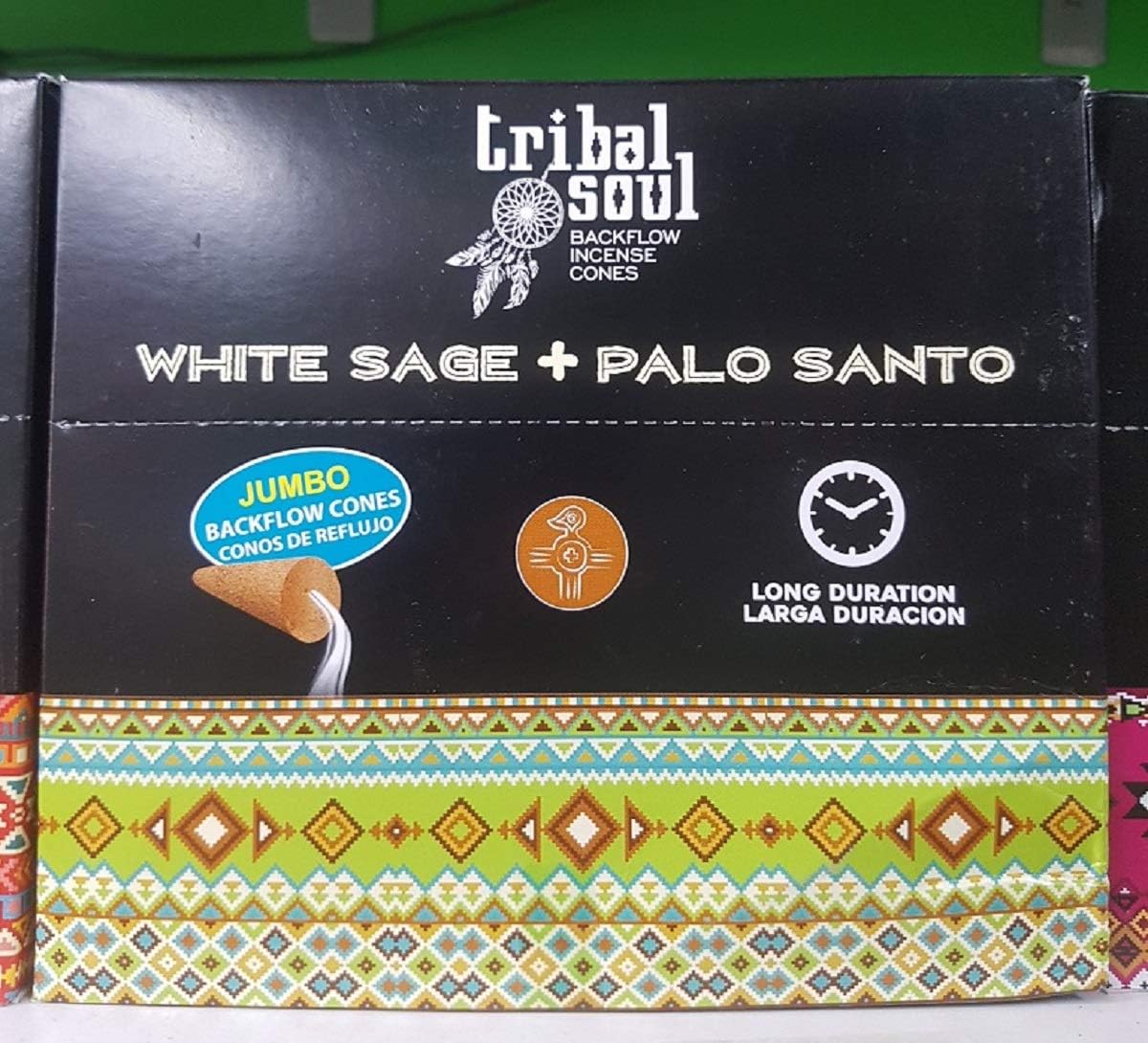 Tribal Soul by Hari Darshan Jumbo Backflow Cones White Sage & Palo Santo 12 x 10 units