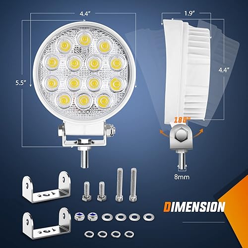 Miniatura 2 de Nilight Focos LED Marinos 2 Piezas 4.5 Pulgadas 42W 4200LM Luz Redonda Blanca Haz de Inundación Pontón Barco Cubierta Muelle Luces para Pesca