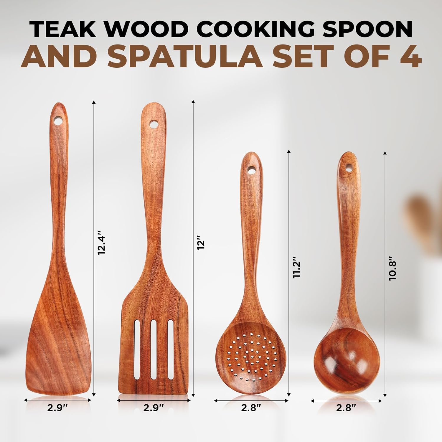13Pcs Wooden Spoons for Cooking, Wooden Cooking Utensils Set for Kitchen, Essential Wooden Spoon Set