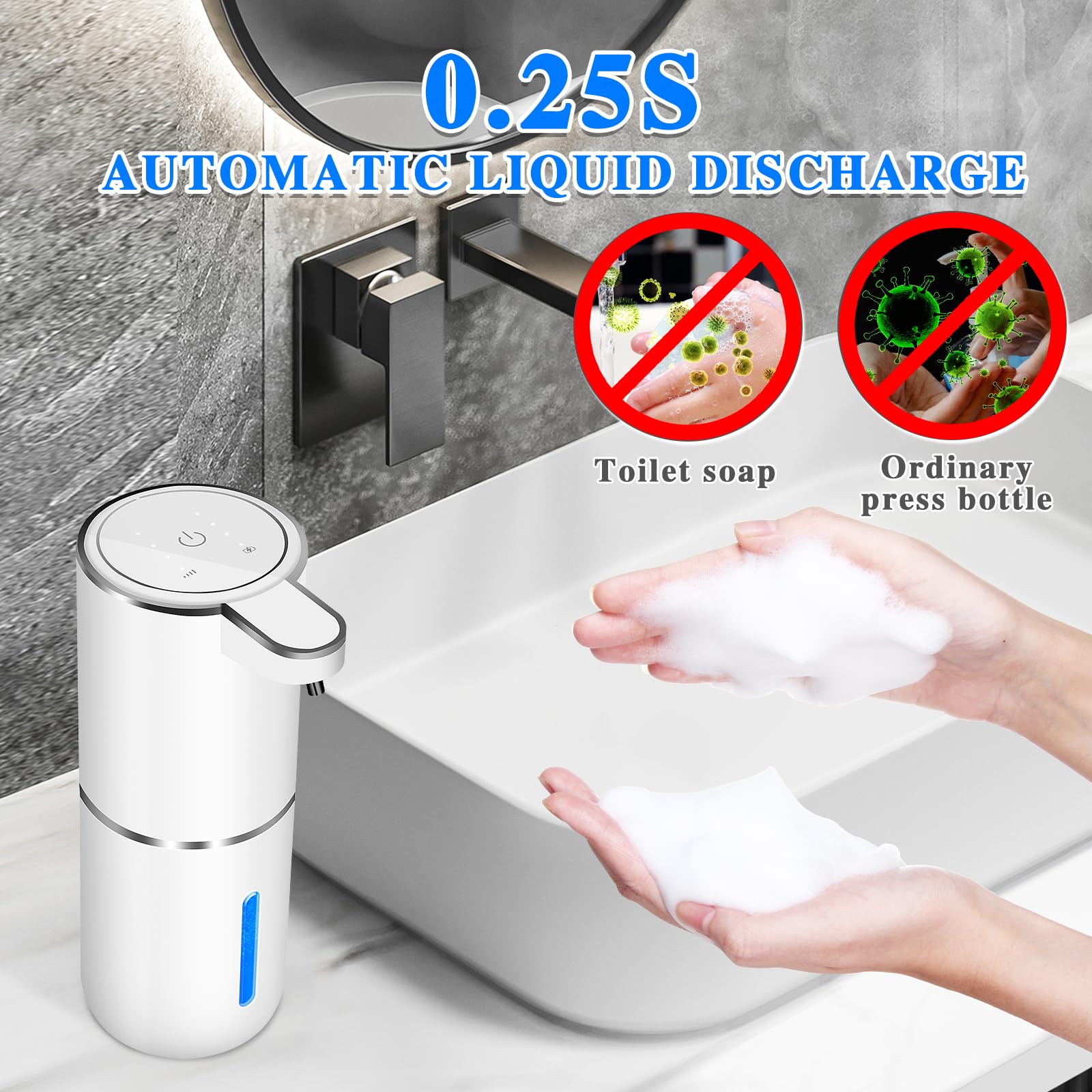 USHOP Zeepdispenser Automatische Muurbevestiging, 380ml Elektrische