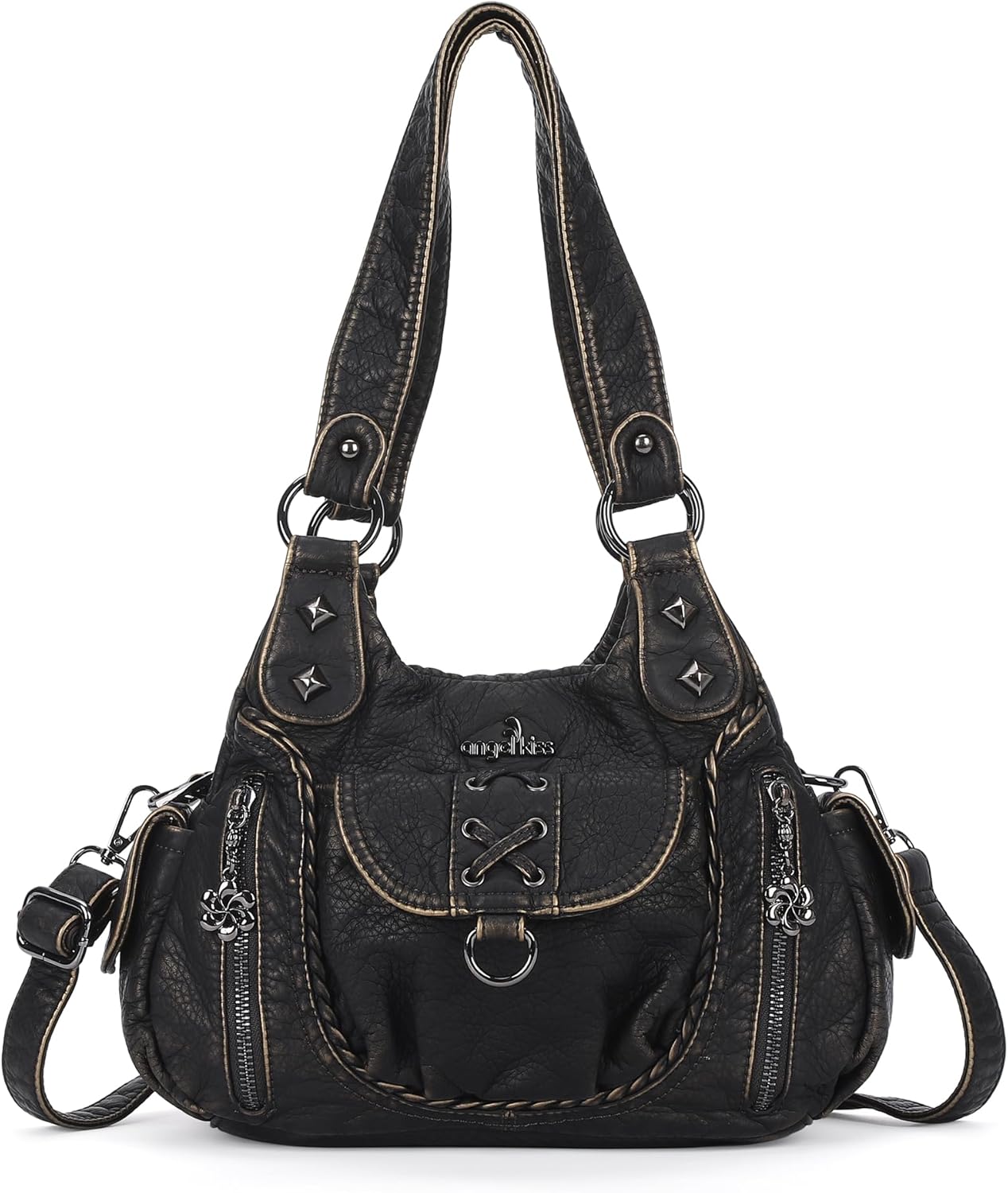 Angel Kiss Small Purses for Women Hobo Shoulder Bags Y2K Vegan Leather Multi-Pocket Handbags Designer Crossbody Tote Bag