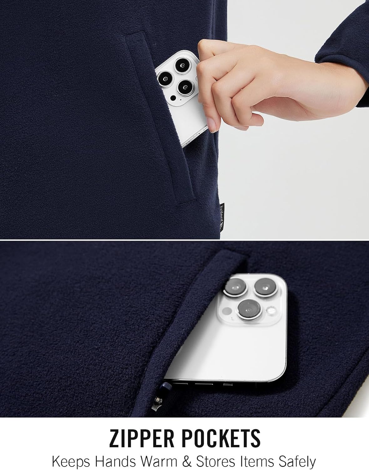 baleaf Women's 1/4 Buttom Down Fleece Pullover Thermal Long Sleeve Shirts Ski Mid Layer with Pockets Thumbhole Warm Tops - Image 2