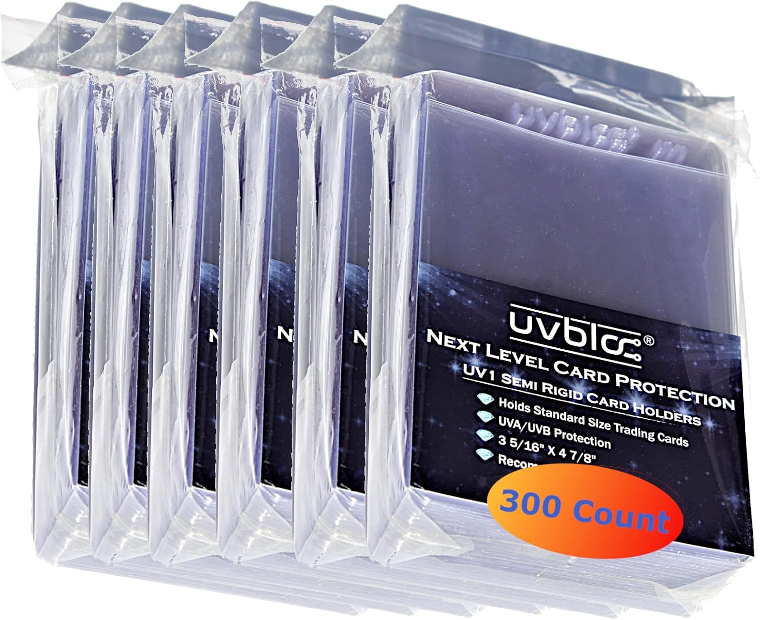 Semi Rigid Card Holder Sleeves (300 Pack) PSA Grading Saver Storage Protector Cases for Trading Baseball Basketball Football Sports Cards