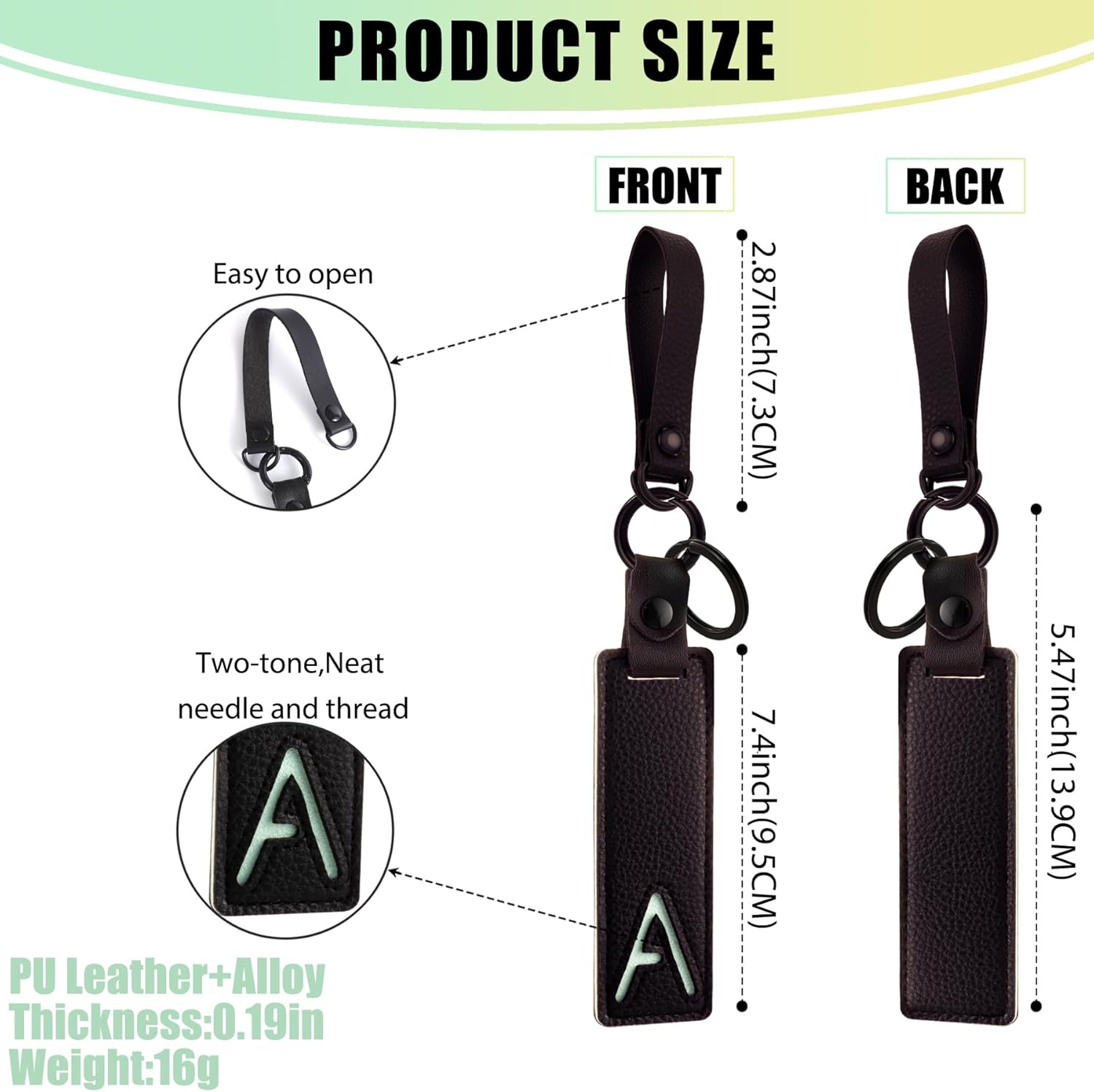 XGALBLA Initial PU Leather Letter Keychains for Women, Two-tone Splicing Key Tag Key Holder Lanyard Strap Luggage Backpacks - Image 2