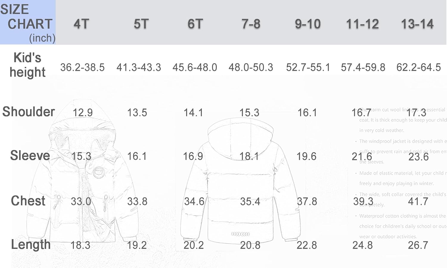 Kids Boy's Winter Coat Fleece Lined Waterproof Jacket Puffy Cotton Coat Thick Hooded Down Outdoor Coats - Image 7