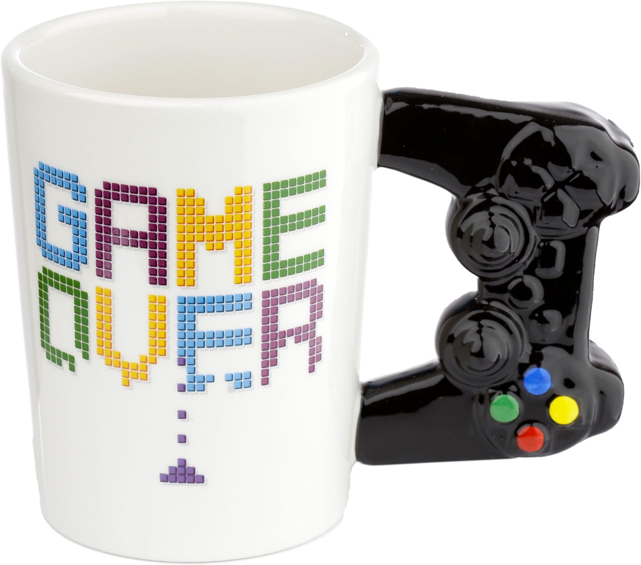 Game Over Game Controller Ceramic Shaped Handle Tea Coffee Mug - Funny Home Accessories Cute Gifts for Girlfriend Large Mugs for Men Women Hot Drinks Cups Presents Secret Santa Gift Cup Set