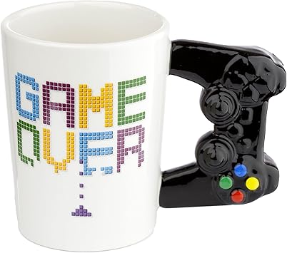 Puckator Game Over Game Controller Ceramic Shaped Handle Tea Coffee Mug - Funny Home Accessories Cute Gifts for Girlfriend Large Mugs for Men Women Hot Drinks Cups Presents Secret Santa Gift Cup Set