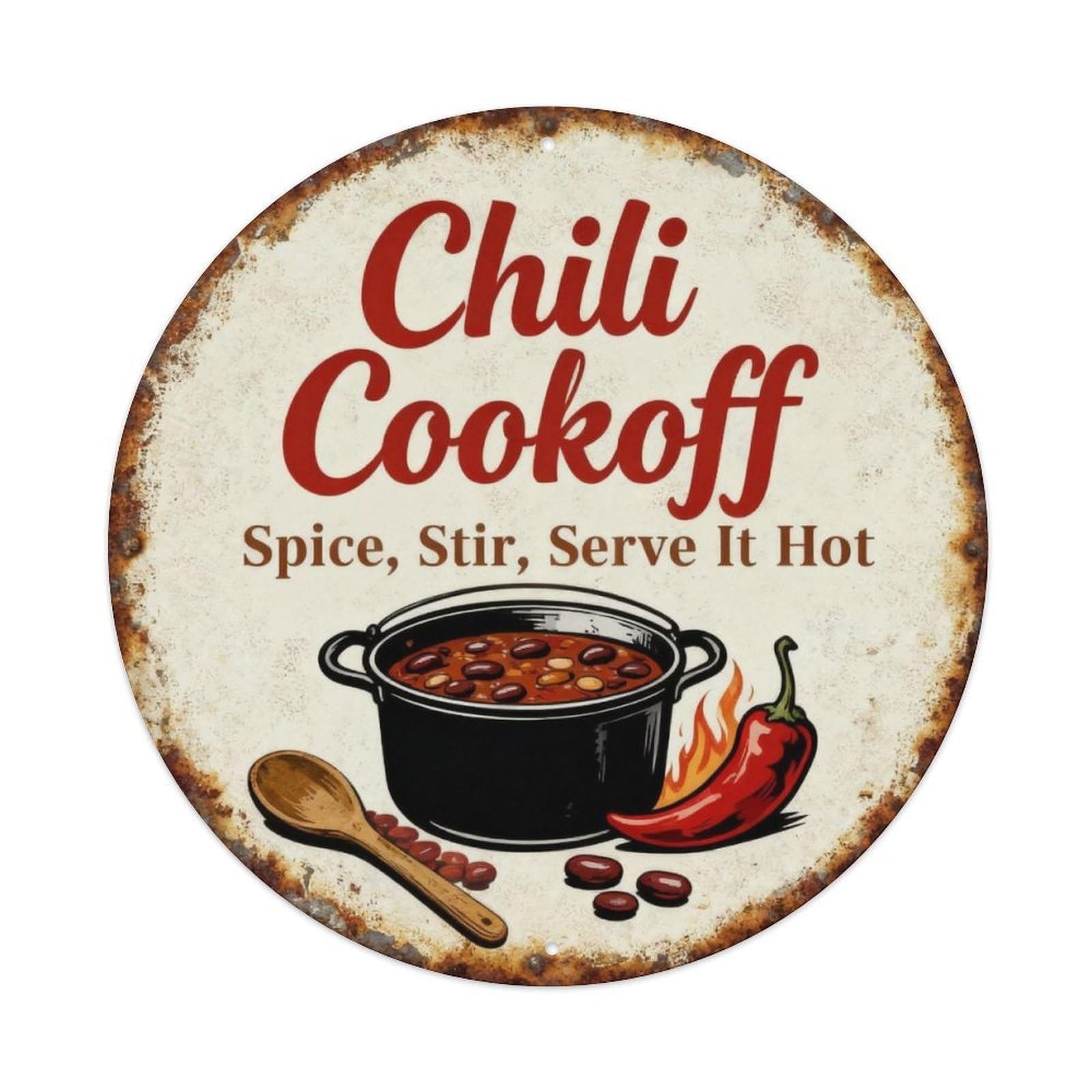 Chili Cookoff Kitchen Decor Metal Tin Sign Plaque