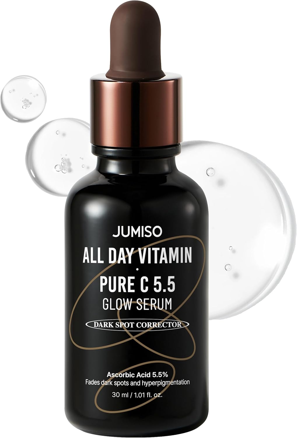 Jumiso All Day Vitamin Pure C 5.5 Glow Serum, L-Ascorbinsäure, Ferulasäure, Tocopherol, Alpha Arbutin, Pure Vitamin C Serum für dunkle Flecken, Mattheit, feine Linien, parfümfrei, ohne Parabene, 30 ml