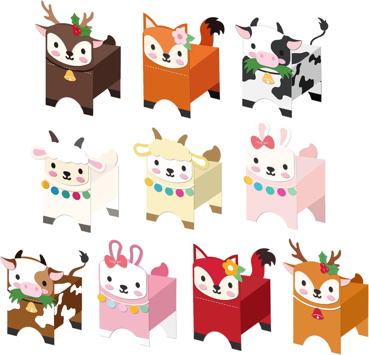 INFUNLY 3D Animal Cutting Dies DIY Gift Box Dies for Card Making Cute Rabbit Fox Candy Box Metal Die Cuts DIY Present Packing for Christmas Halloween Party Supply