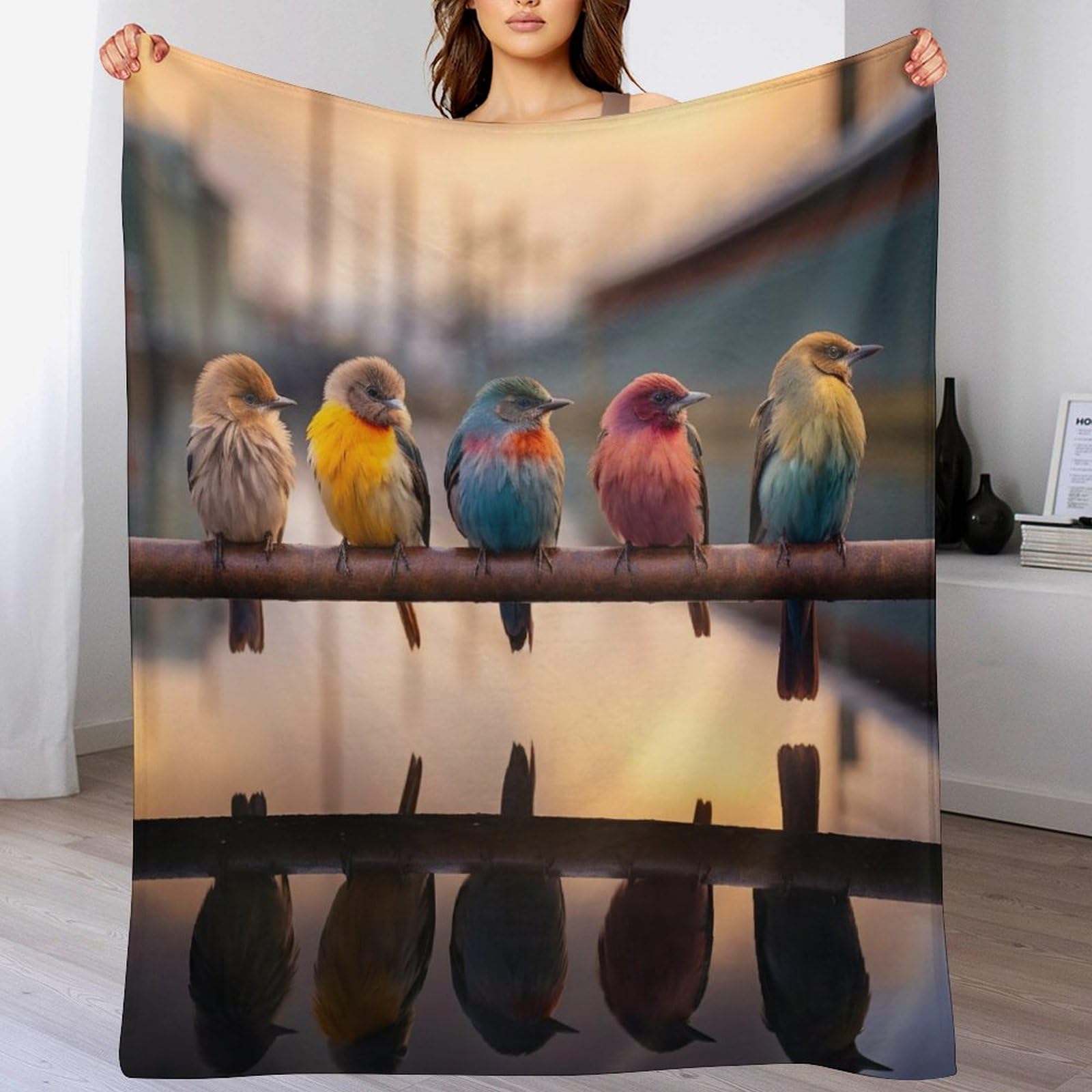 Couverture polaire luxe en flanelle douce couvre-lit oiseau haut de gamme