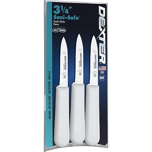 Dexter-Russell 3 pack of 3¼"Paring Knives, S104-3PCP, SANI-SAFE Series, Silver, White