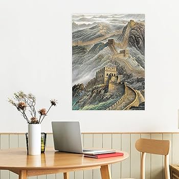 レトロ 万里の長城 風景画 油彩画 油絵 アート 絵画 額縁 額装 インテリア レトロ 万里の長城 風景画 油彩画 油絵 アート 絵画 額縁 額装