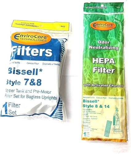 EnviroCare Juego de filtros de repuesto para aspiradora diseñado para adaptarse a aspiradoras verticales Bissell Style 7814. 1 filtro de motor de