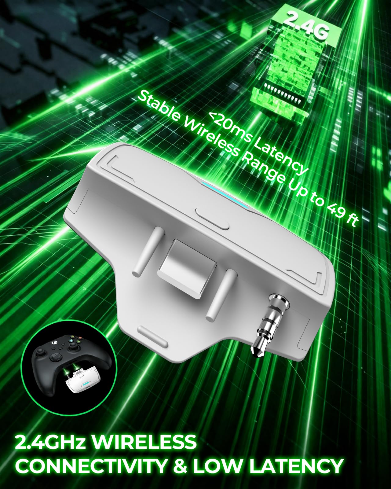 NUBWO G06 - Auriculares inalámbricos para videojuegos con micrófono para Xbox PS5, PS4, PC, 23 ms de baja latencia, 100 horas de reproducción, controlador de 50 mm, color blanco y verde
