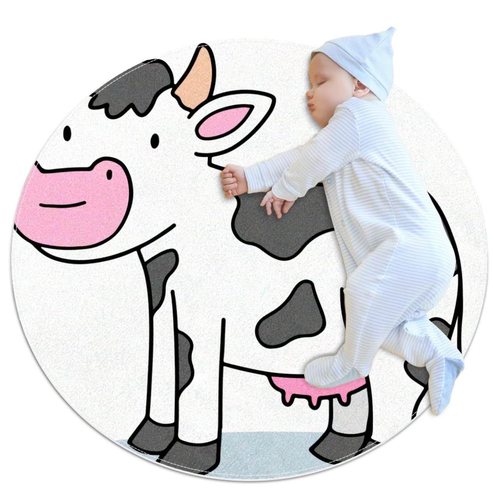 Tapis de jeu pour enfants isolant du sol froid tapis rond animaux 80x80cm JDEZ