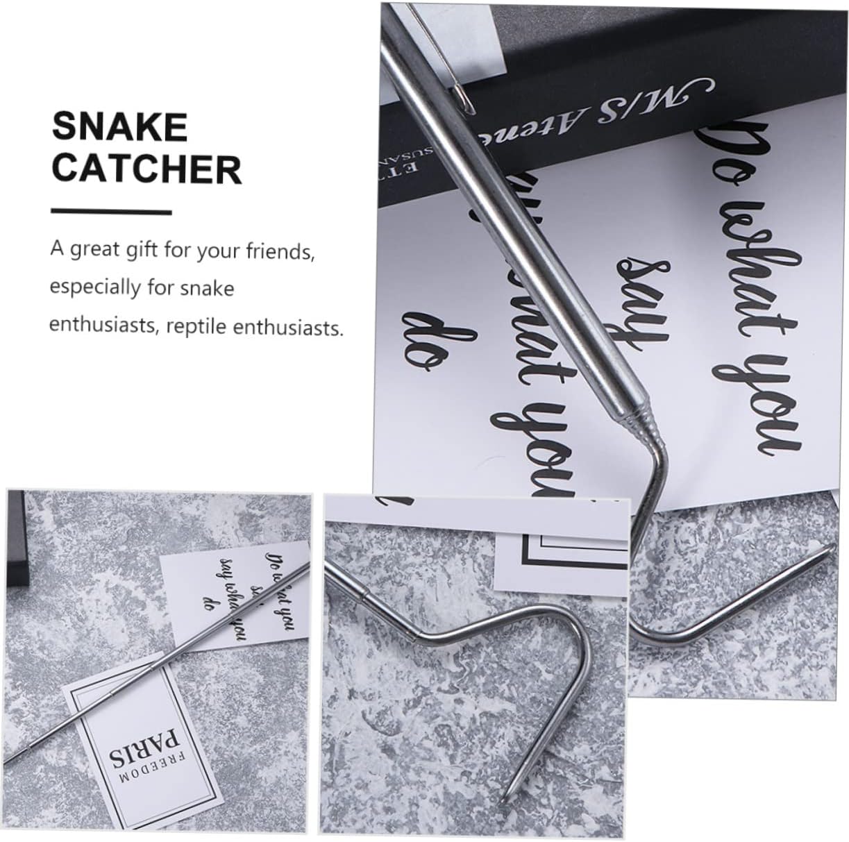Hemoton 71cm Stainless Steel Retractable Snake Hook Adjustable Reptile Grabber Tool for Safe Snake Catching and Handling