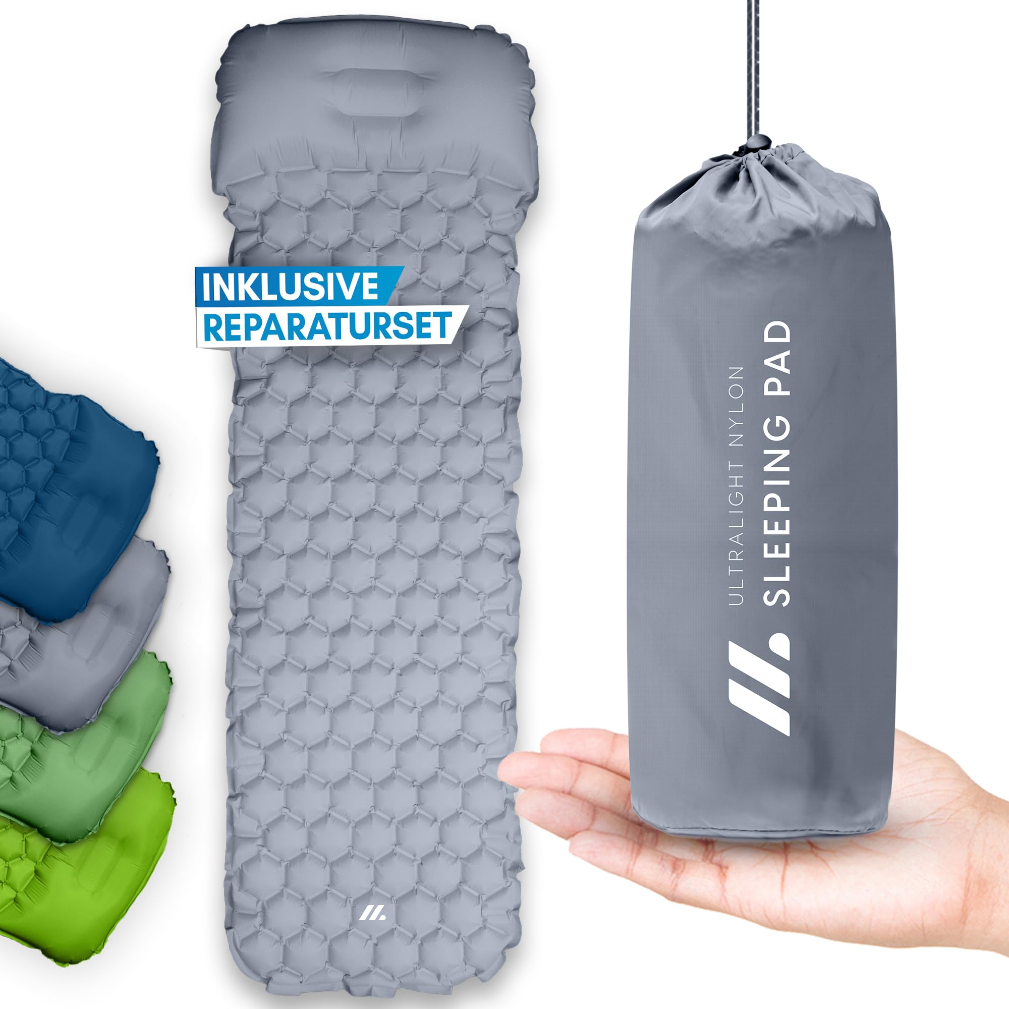 NORDMUT® Karimata outdoorowa [z zestawem naprawczym] karimata kempingowa | ultralekka karimata do wędrówek, aktywności na świeżym powietrzu, na kemping – mały rozmiar po spakowaniu