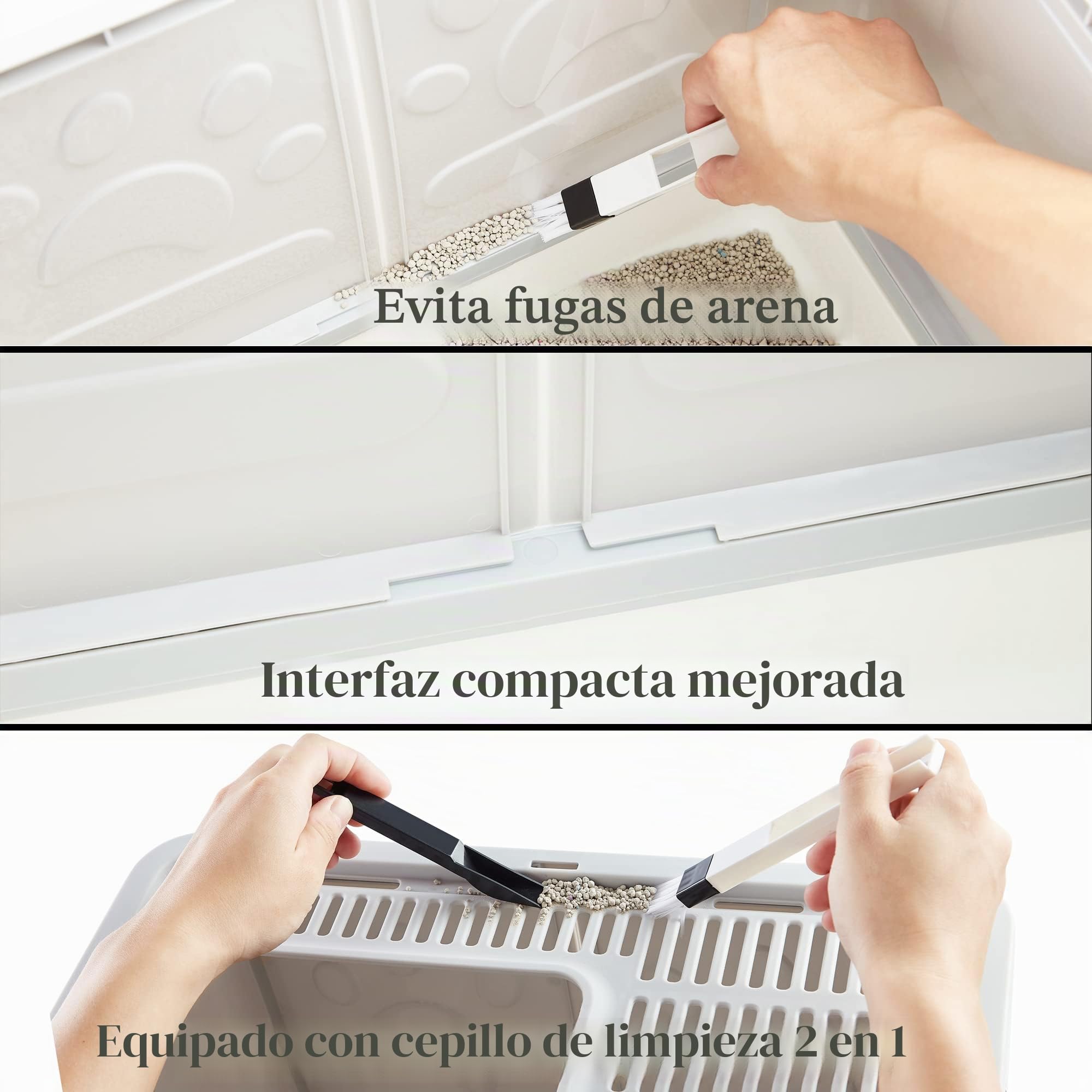 Vealind Caja de Arena para Gatos Plegable con Tapa Bandeja, Caja de Arena para Gatos de Entrada Superior con Tapa, Bandeja de Arena Incluye Cuchara y 2-1 Cepillo de Limpieza (Gris)