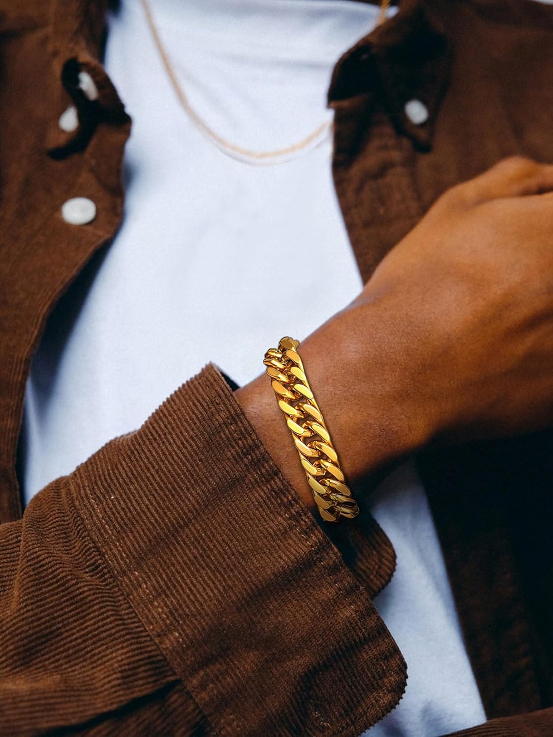 ChainsPro Miami Cuban Link Chain Bracelet for Men, 8/12/17mm, 7.5/8.3/9inch, 316L Stainless Steel/18K Gold Plated/Black Hip Hop Bracelets for Father Husband No Tarnish Bracelet- Send Gift Box - Image 4