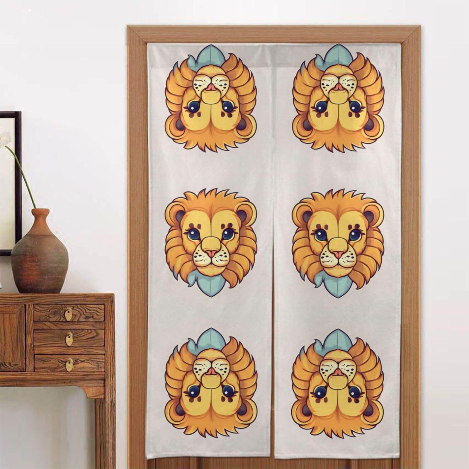 CNTDBU Cartoon cute little lion Door Curtain 34x56 Inch-Room Divider Panel for Privacy, Entryway Screen for Kitchen Bedroom