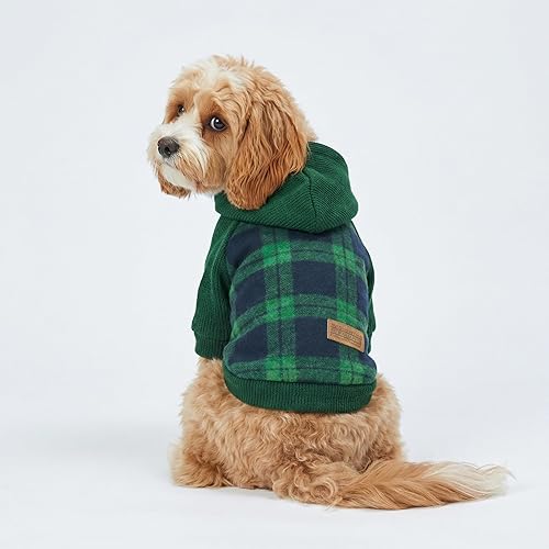 Miniatura 3 de Fitwarm Sudadera con Capucha para Perro de Cuadros Escoceses, Ropa Tejida para Perros Pequeños Macho, Suéter para Mascotas con Capucha, Atuendo