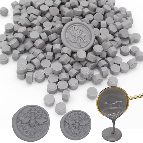 250 cuentas de sello de cera gris espacial, cuentas de cera de sellado prémium para sellos de sellos, paquete de repuesto de pellets de cera