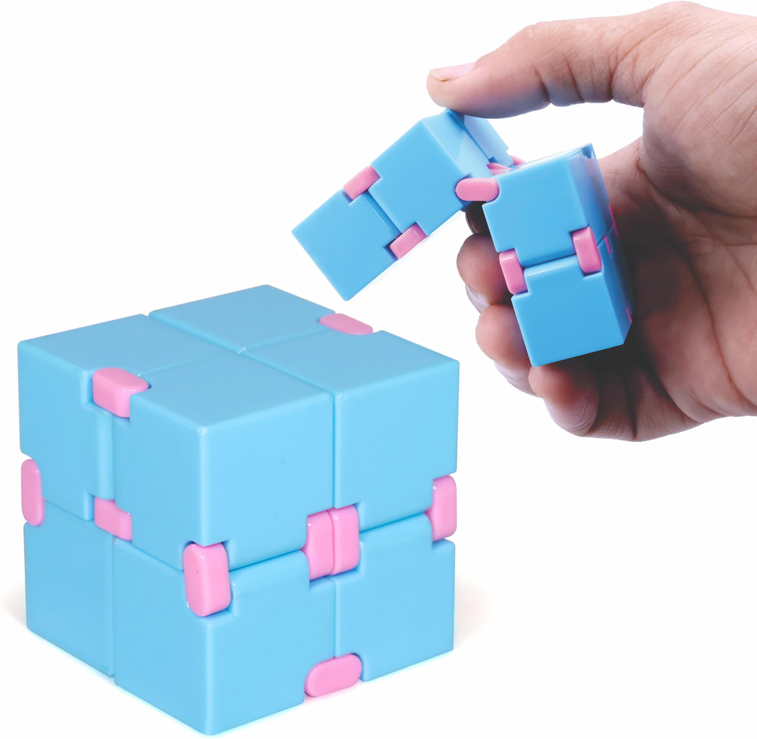 Chanak Infinity Cube Fidget Toy Stress Relieving Fidgeting Game for Kids and Adults, Durable ABS Plastic Safe Material Sensory Toys, Unique Gadget for Anxiety Relief Easy to Carry, Above 3+ Age (Blue)