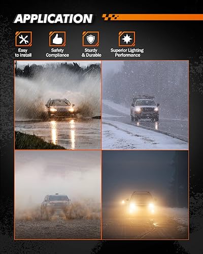 Miniatura 7 de SEALIGHT Conjunto de faros delanteros para F150 2004-2008 con LED DRL, carcasa cromada, reflector ámbar, lado del conductor y del pasajero