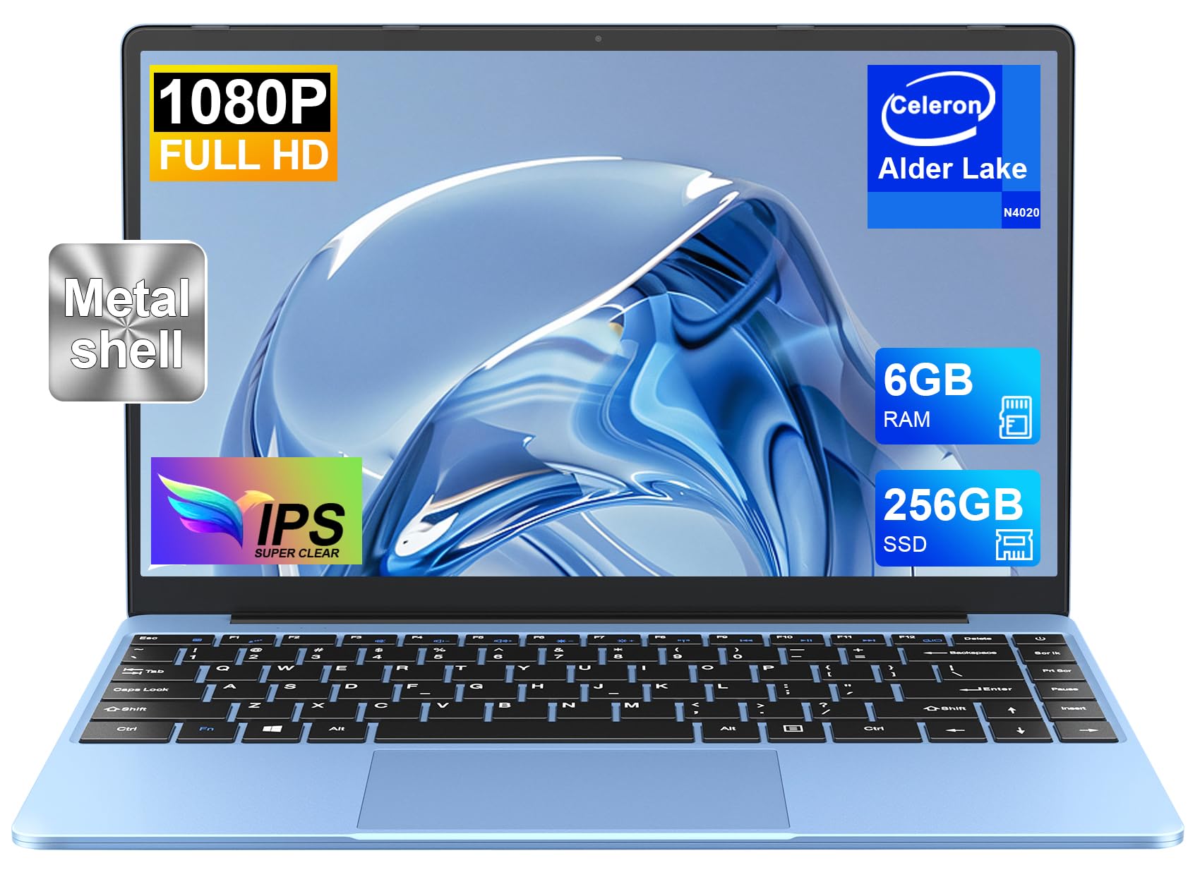 NOTODD Ordinateur Portable 14'' Win11 256Go SSD Soutien Extension 1TB