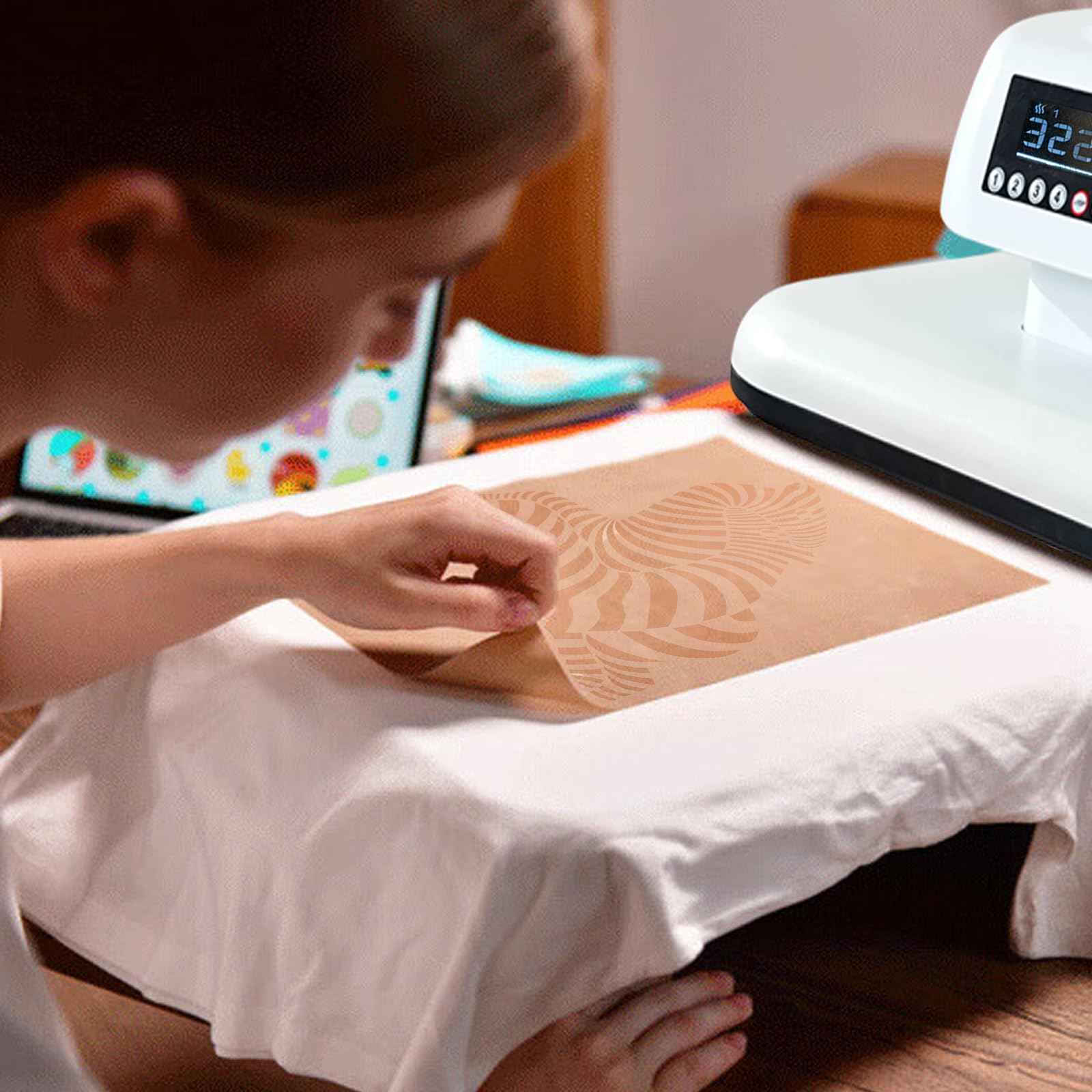 Prensa de Calor 38 * 38 cm Máquina de Prensado en Calor Aluminio, Planchas Sublimacion con Base Deslizable para Camisetas, Bolsas, Alfombrillas de Ratón, DIY(Blanco)