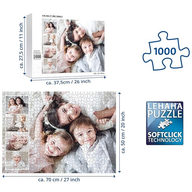 Foto 2 de 8 de Lehaha Puzzle Personalizado con Foto-120/300/500/1000 Piezas-CREA tu Propio Rompecabezas para Adultos…