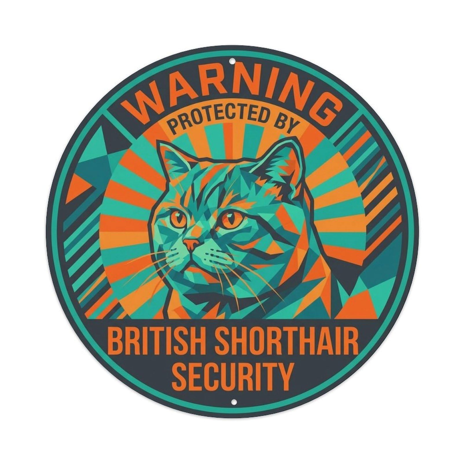 British Shorthair Security Warning Modern Graphic Metal Tin Sign