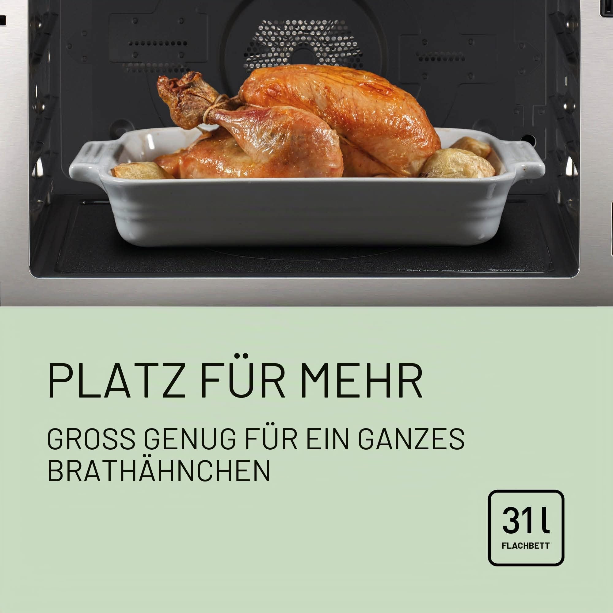 Panasonic NN-CS88LBEPG | 4-in-1-Kombi-Dampfofen, 31 l, Inverter, Drehheizung auf 30-230 °C, Flachgrill 1300 W, Mikrowelle 1000 W, Dampf 1300 W, feste Oberseite, Schwarz — Version FR